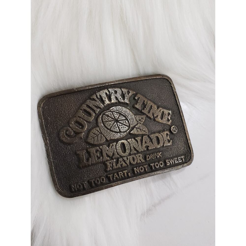 Country Time Lemonade Brass Belt Buckle Vintage‎ Advertising Fruit Farmer